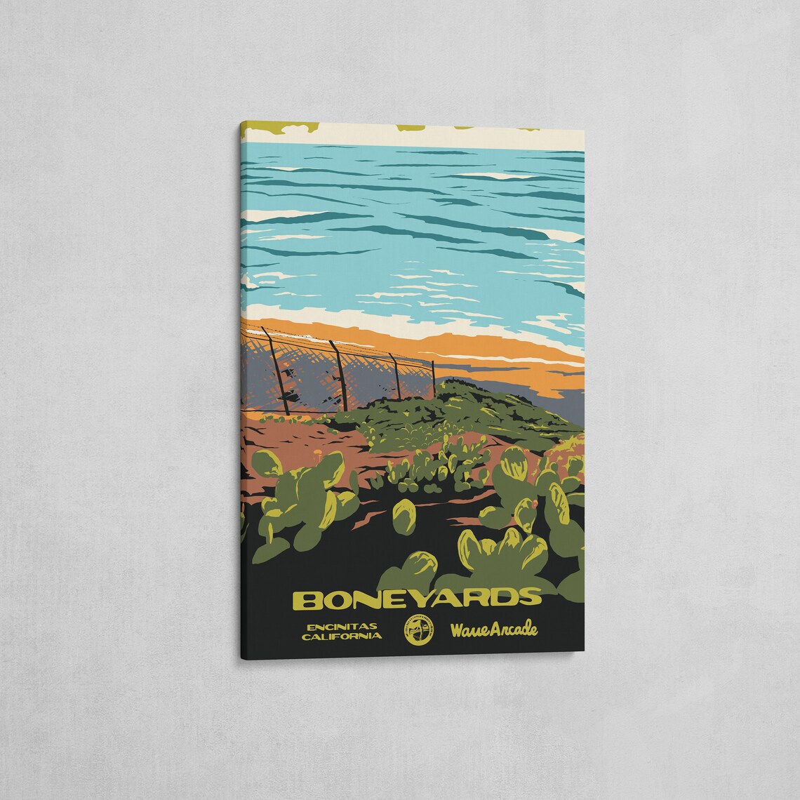 Boneyards Encinitas Ca Print National Parks Vintage Style Surf Art Framedunframed Coastal Print - Image 2