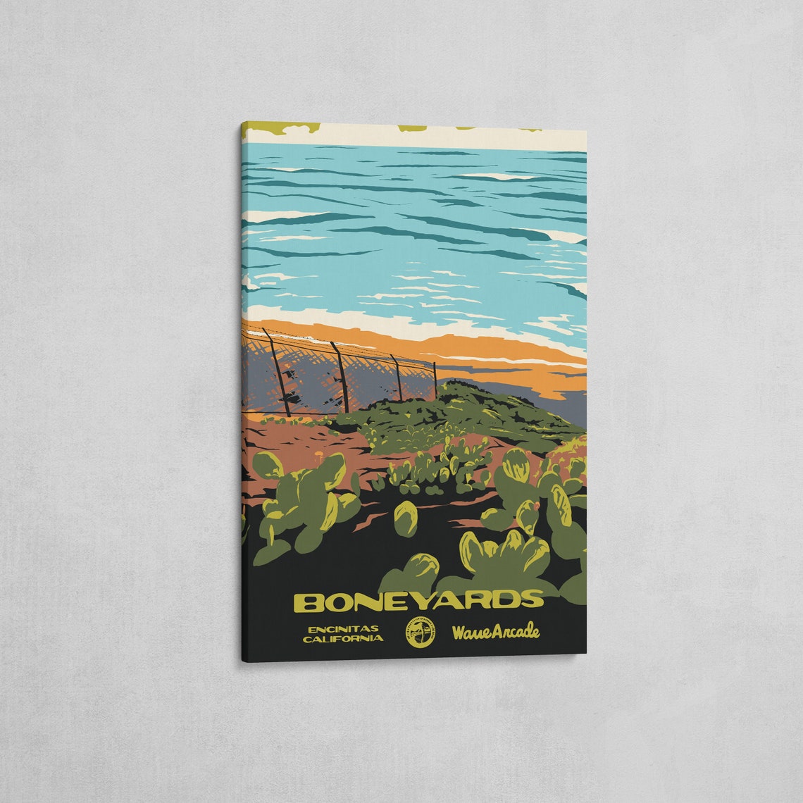Boneyards Encinitas Cactus Coastline Travel Poster California - Image 2