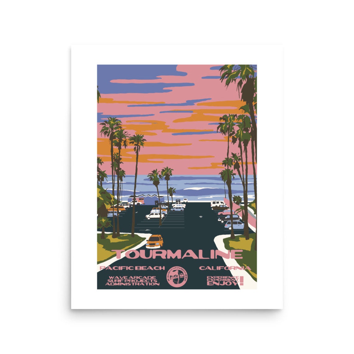 Tourmaline Pacific Beach California Palms Sunset Street Surf Poster - Image 2