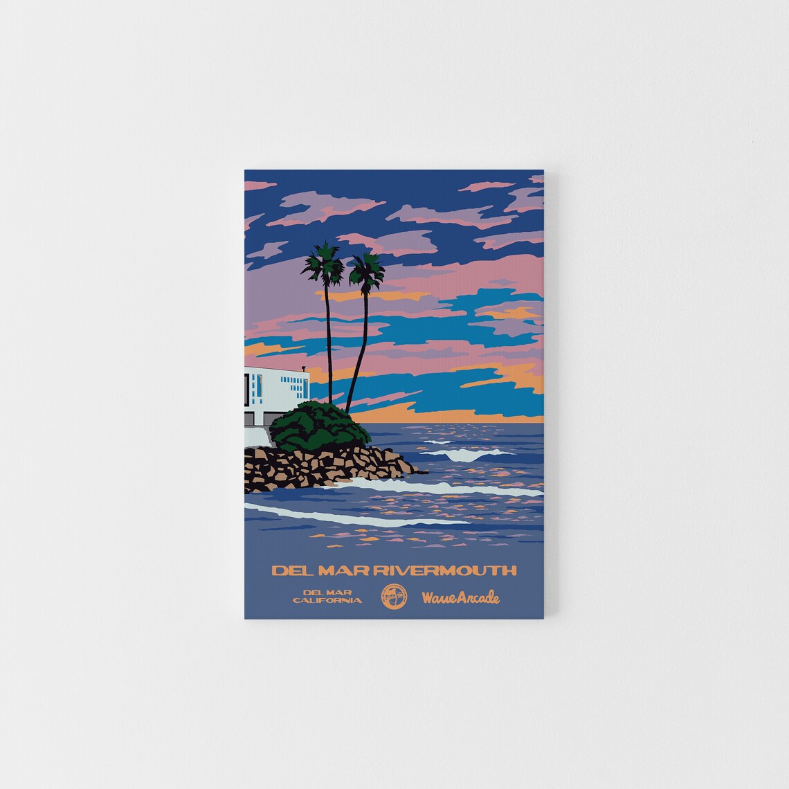 Del Mar Rivermouth Surf Spot California Palms Sunset Waves Poster