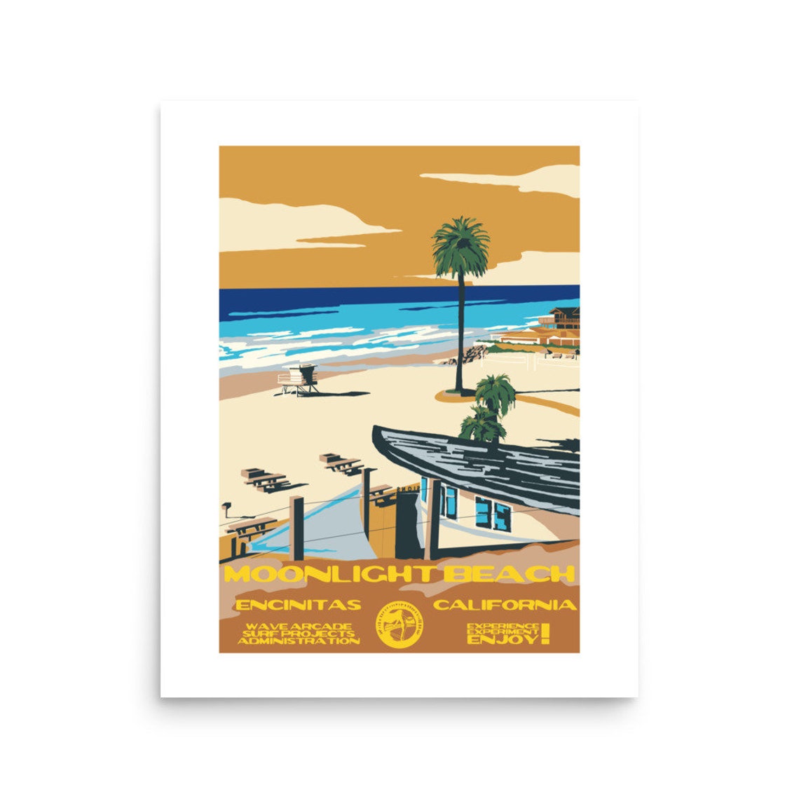 Moonlight Beach Encinitas California Vintage Surf Travel Spot Poster - Image 2