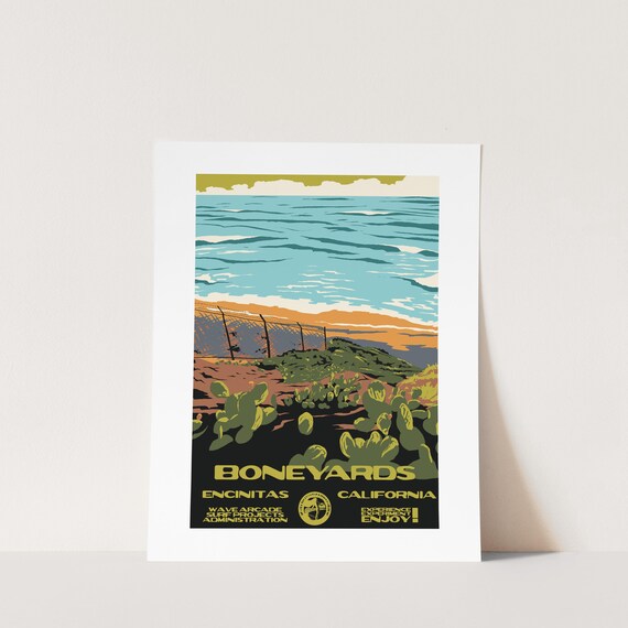 Copy Boneyards Encinitas Ca Surf Poster National Parks Style