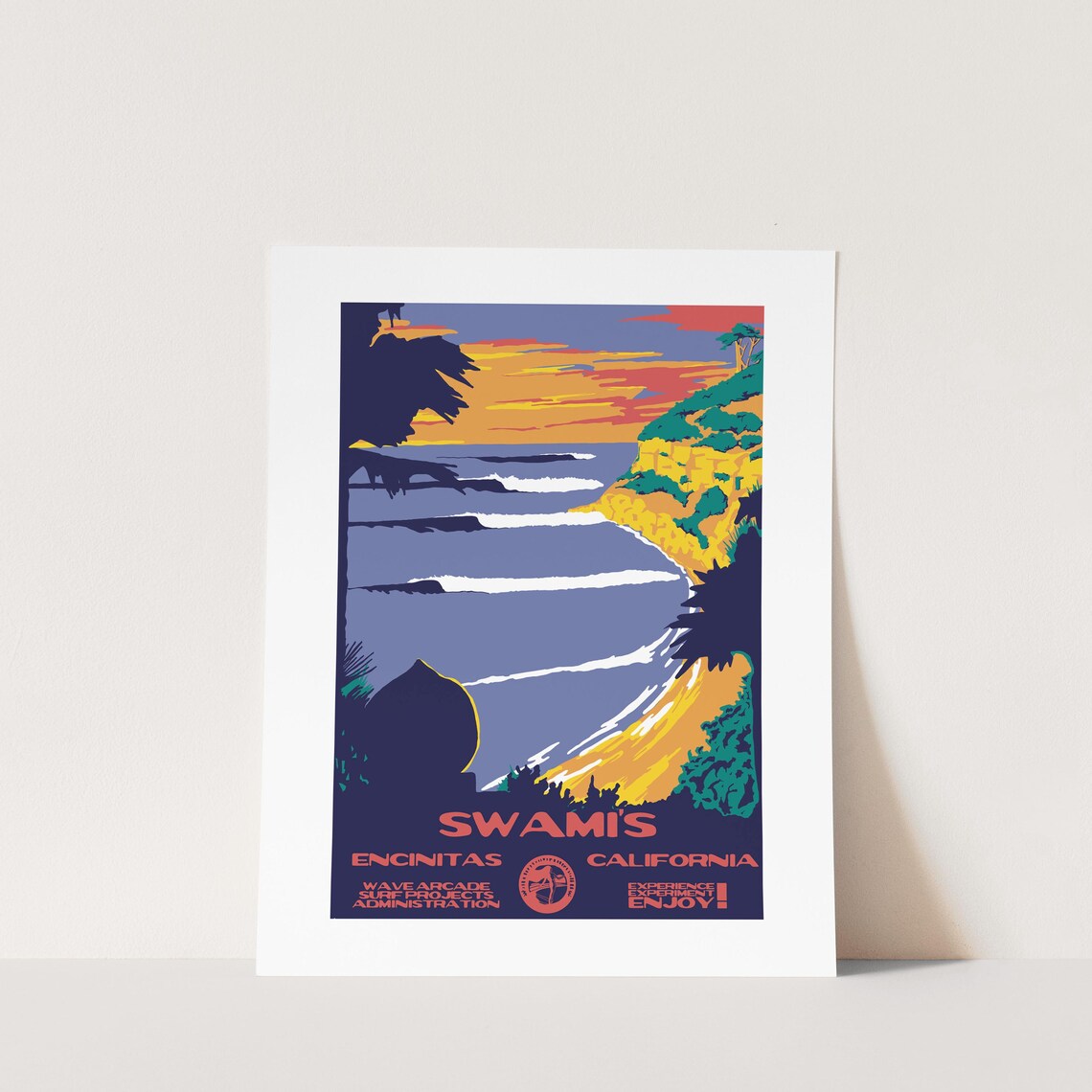 Copy Swamis Encinitas Ca Surf Poster National Parks Style