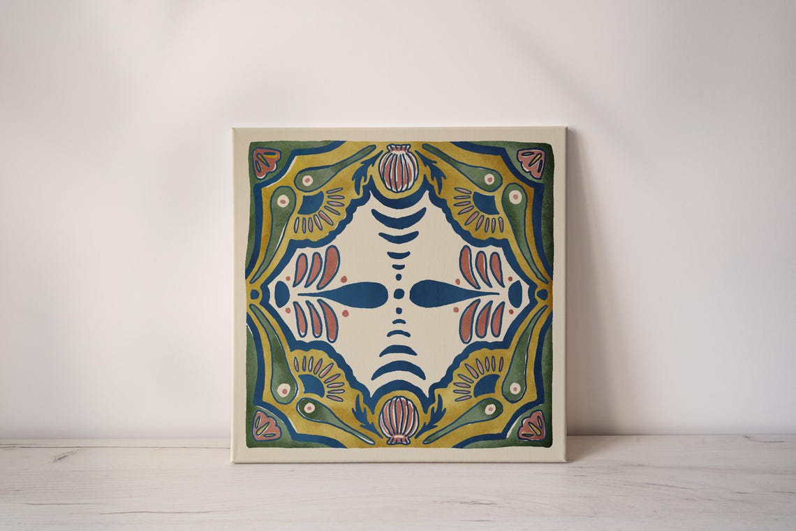 Seashell Ornamental Talavera Tile Coastal Shell Motif Art Poster - Image 2