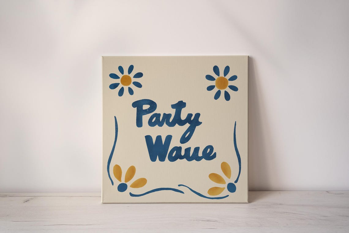 Party Wave Script Talavera Tile Sun Floral Coastal Art Poster - Image 2