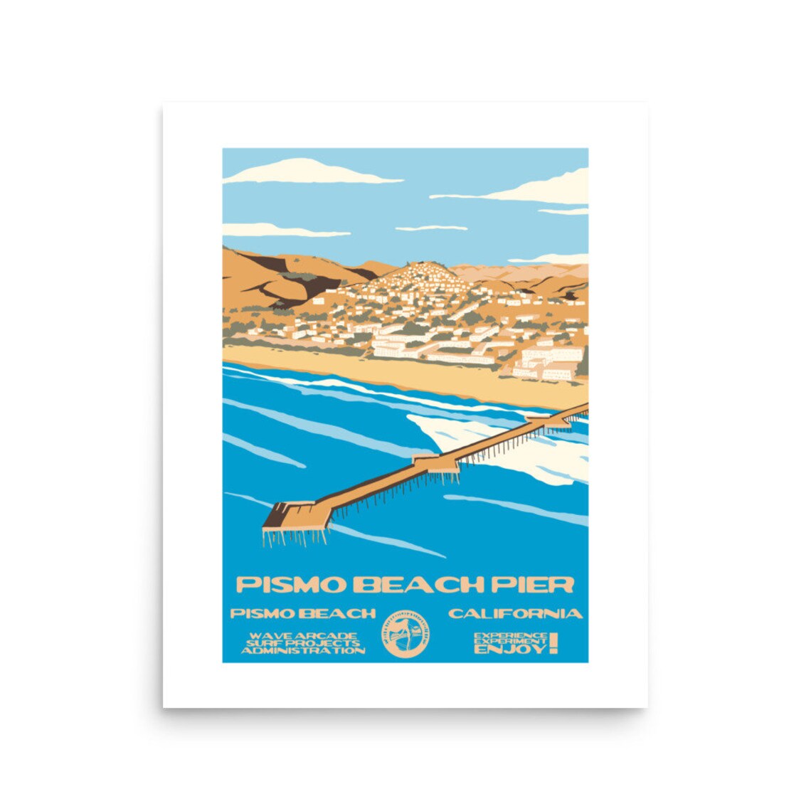 Copy Pismo Beach Pier Pismo Beach Ca Surf Poster National Parks Style - Image 2