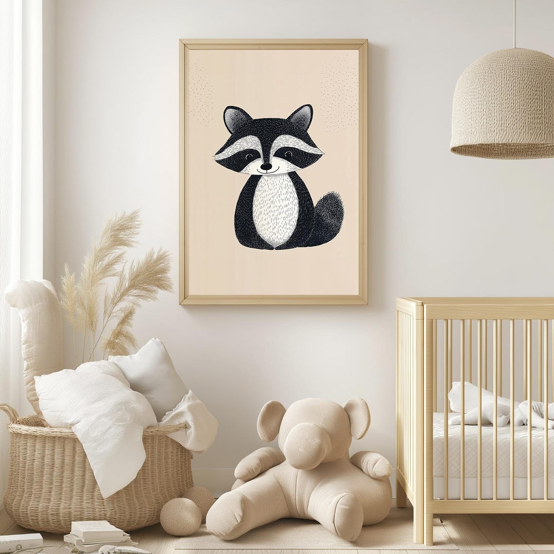 Monochrome Scandinavian Raccoon Art Print Minimalist Nordic Animal Illustration - Image 3