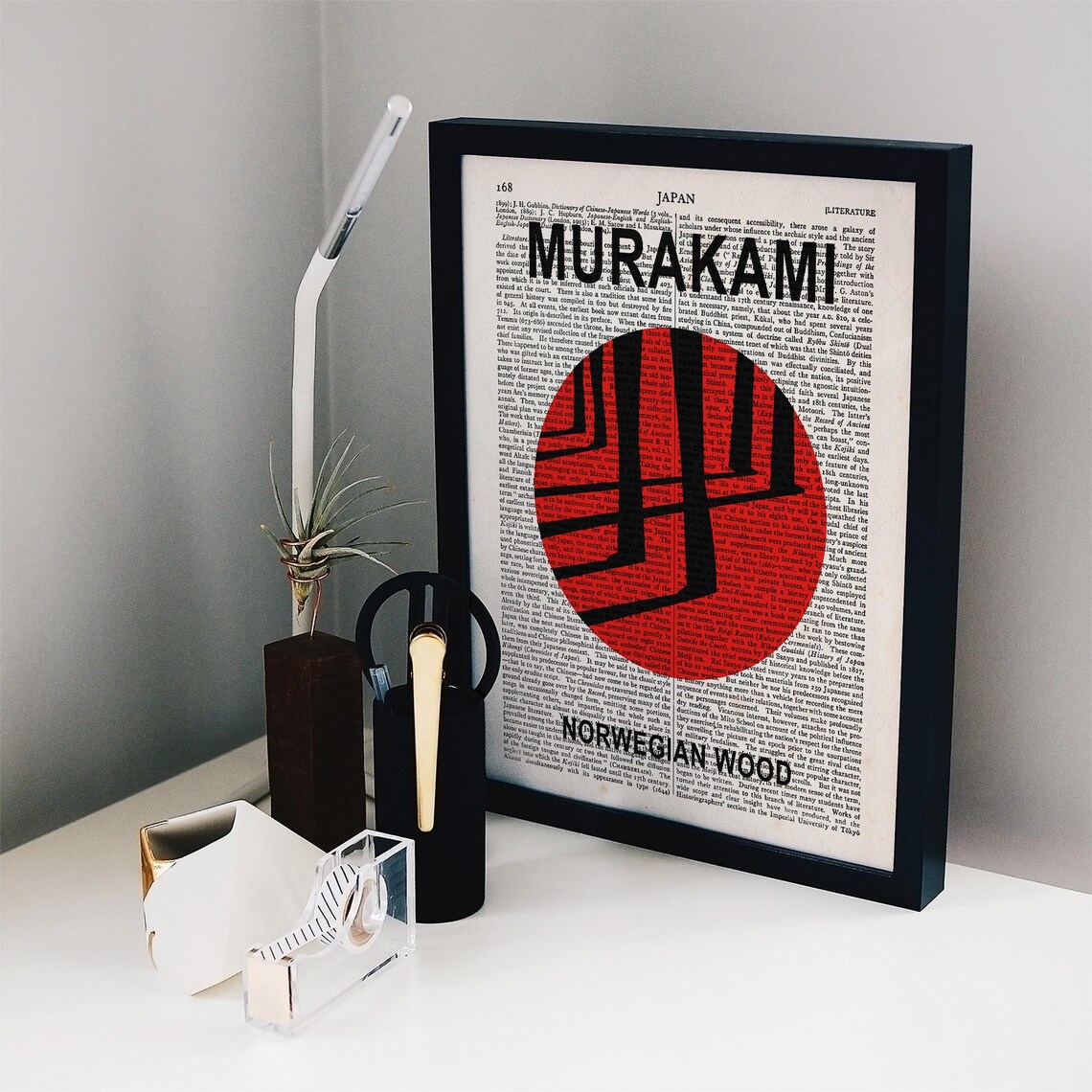 Haruki Murakami Norwegian Wood Red Circle Minimalist Dictionary Art Poster - Image 2