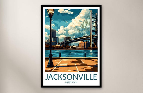 Jacksonville Travel Poster Wall Art Print United States Home Decor Gift North America Illustration