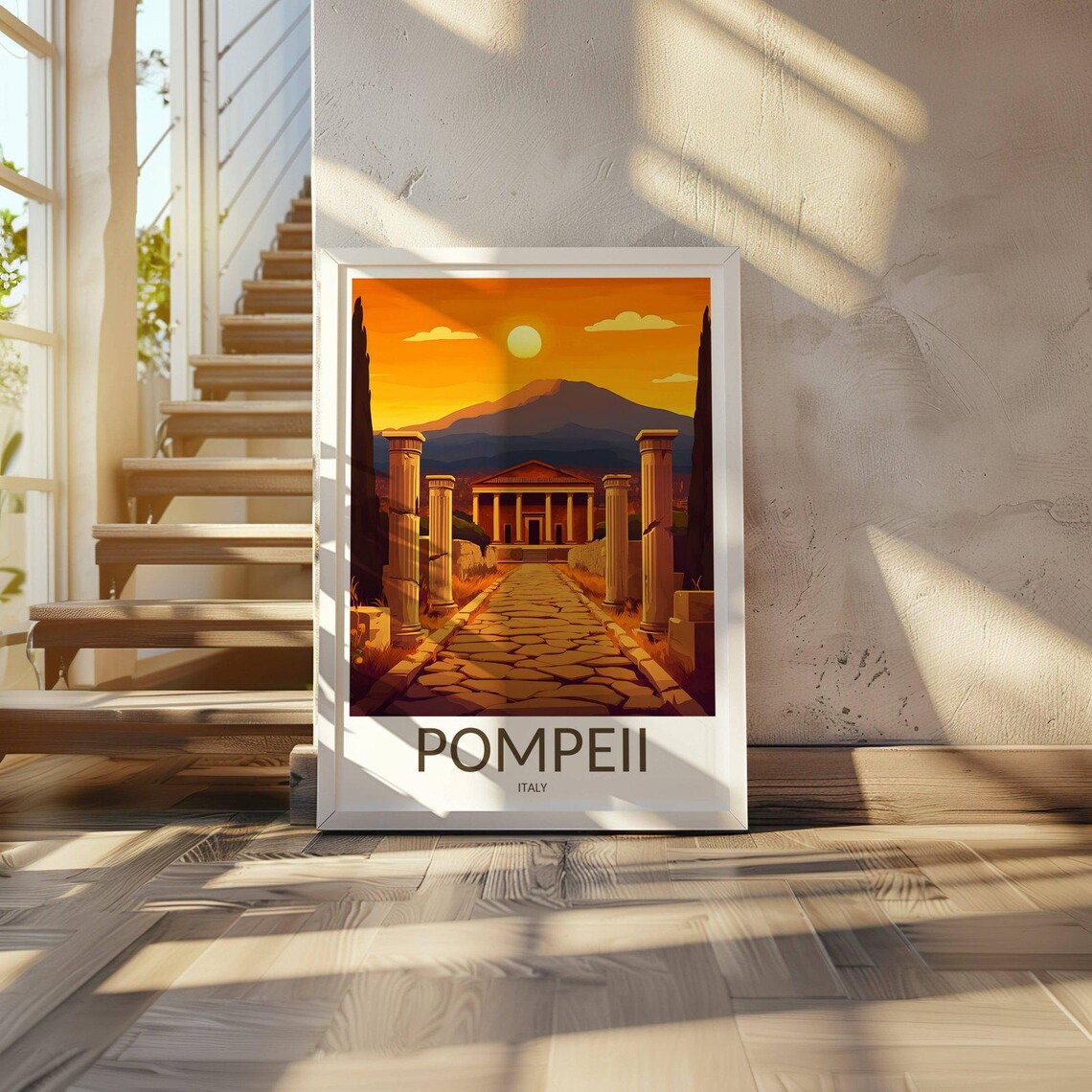 Pompeii Italy Ancient Roman Ruins Under Vesuvius Travel Poster - Image 3