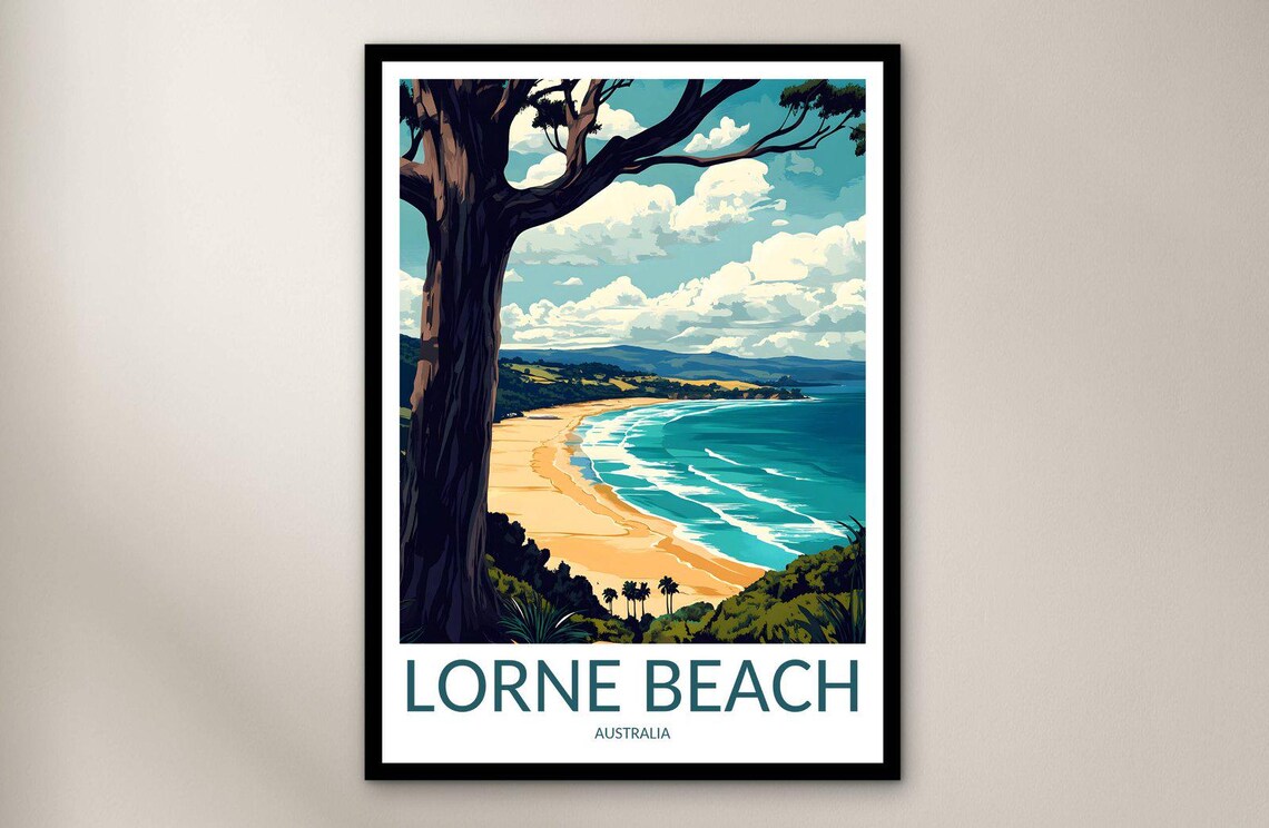 Lorne Beach Australia Golden Sand Surf Coast Ocean View Poster