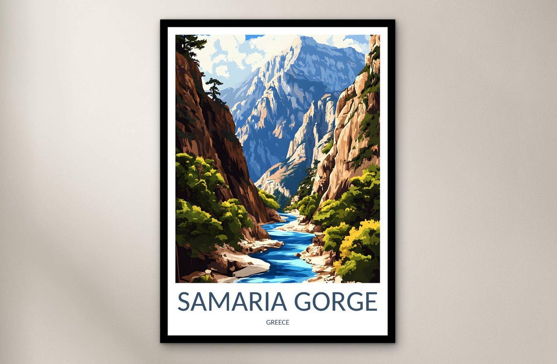 Samaria Gorge Crete Greece Dramatic Canyon River Travel Poster