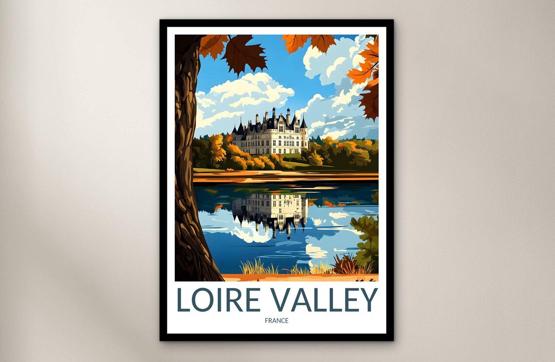 Loire Valley France Grand Chateau Reflected In Calm Lake Poster