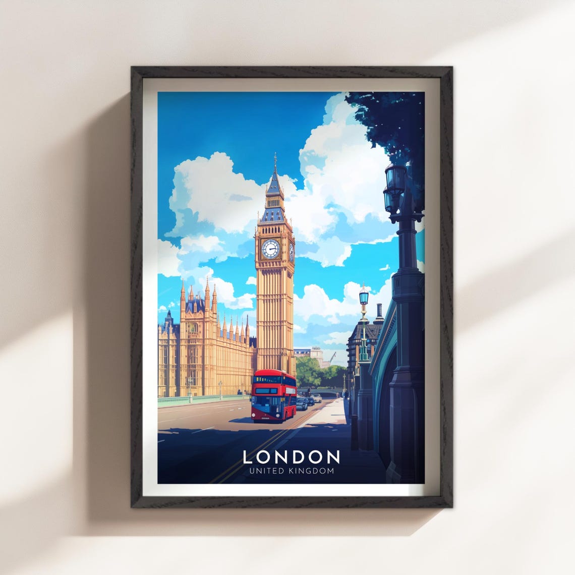 London City Wall Art Print Travel Poster United Kingdom Uk Big Ben Parliament House Manchester Bridge Ukl02