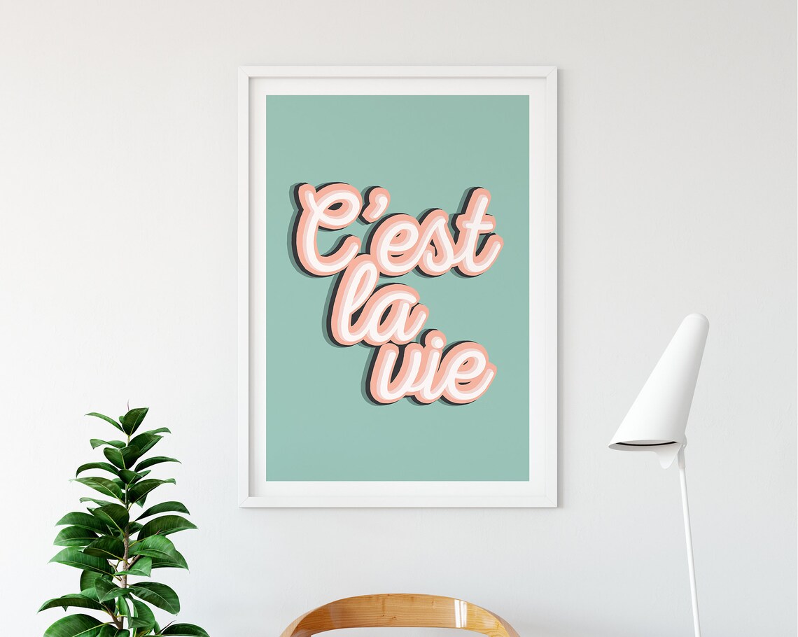Cest La Vie French Typography Art Print, Wall Decor