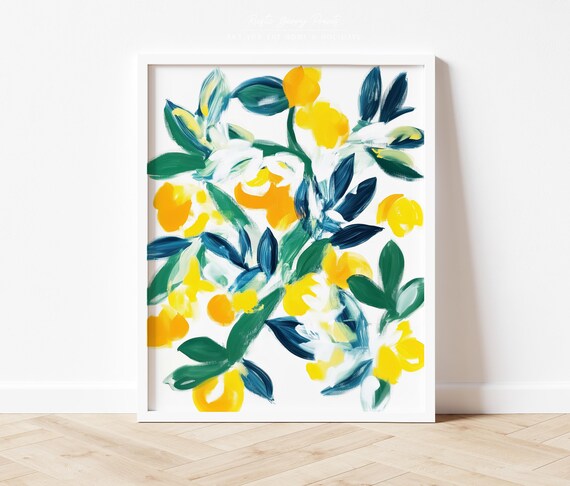 Abstract Lemons Art Print Wall Art Painting Trendy Kitchen Wall Art Summer Wall Decor Room Art Art