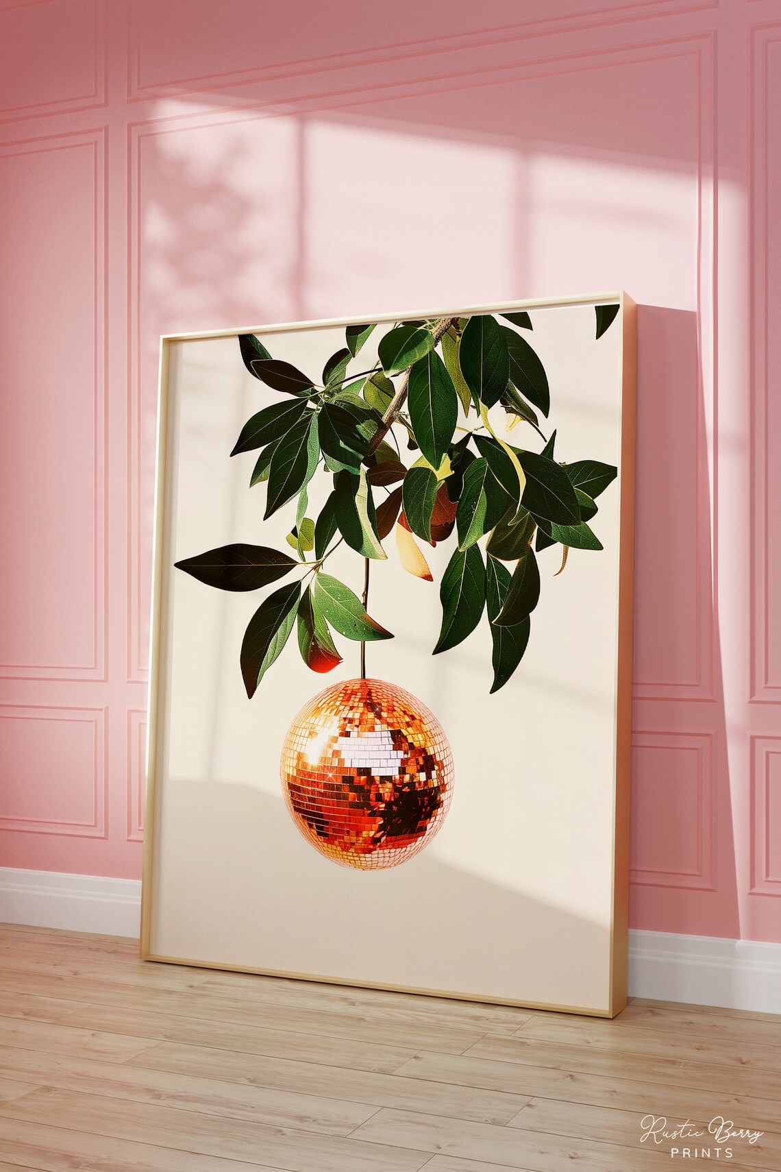 Disco Orange Art Print Wall Art Poster Glam Disco Ball Orange Preppy Trendy Kitchen Decor