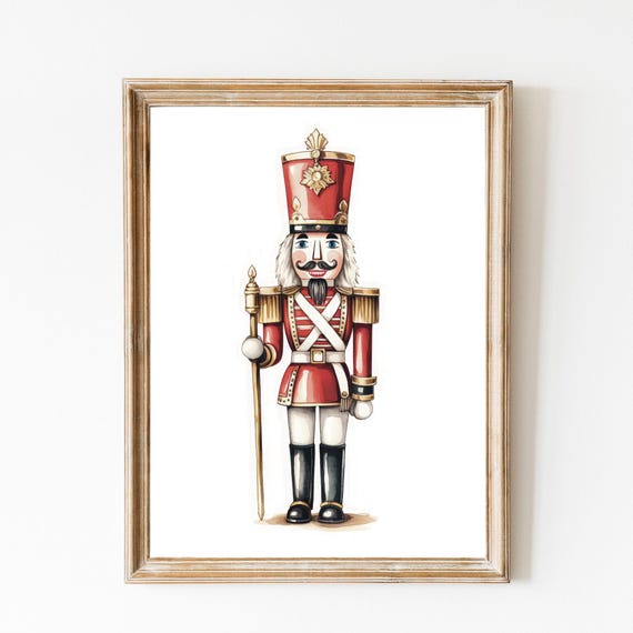 Cute Christmas Nutcracker Print Kids Christmas Decor Nutcracker Poster Holiday Wall Art Nursery Christmas Poster Nutcracker Painting