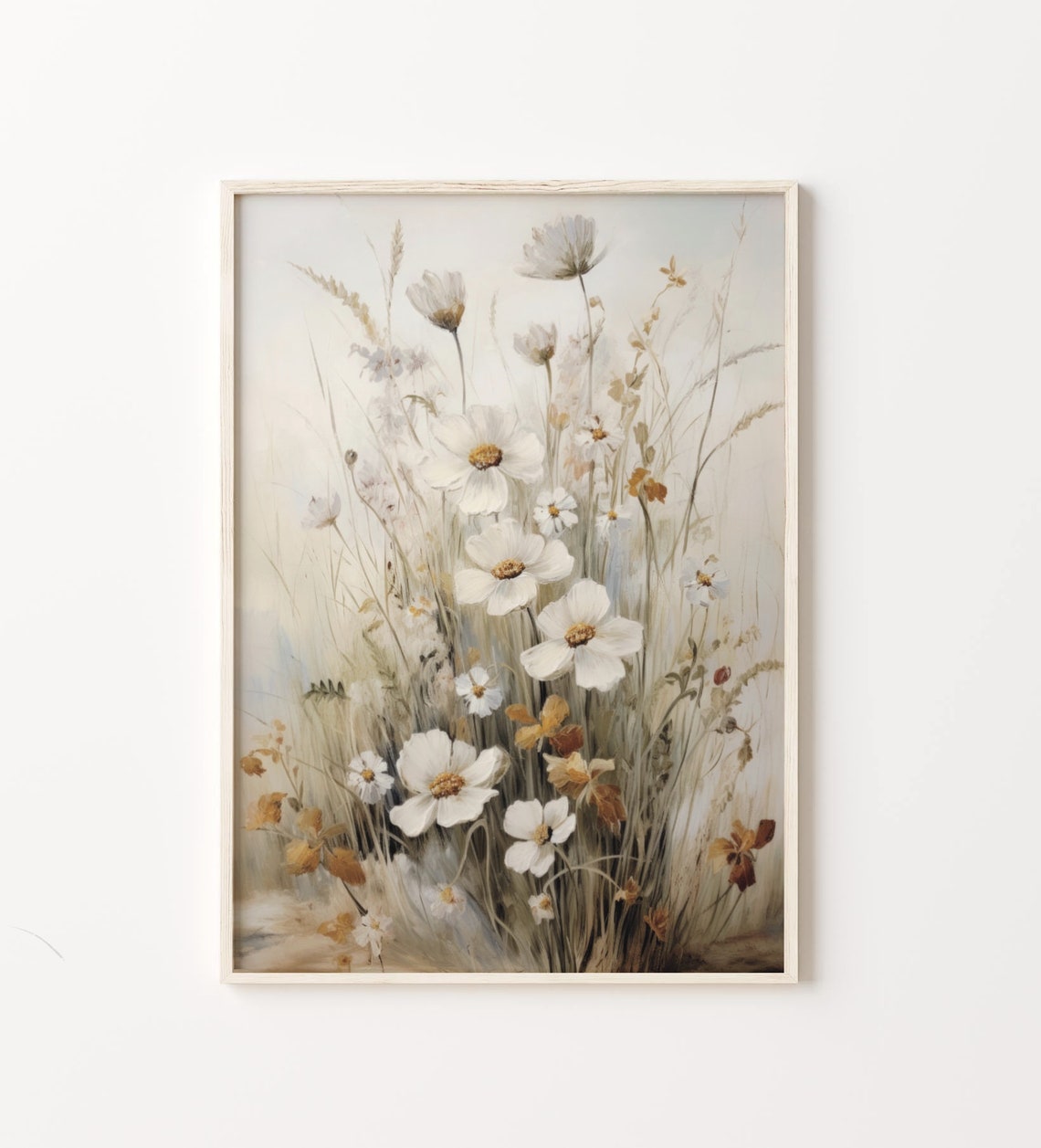 Vintage Flower Painting Floral Print Oil Painting Flowers Print Farmhouse Country Decor Spring Wall Art Neutral Art Flowers - Image 4