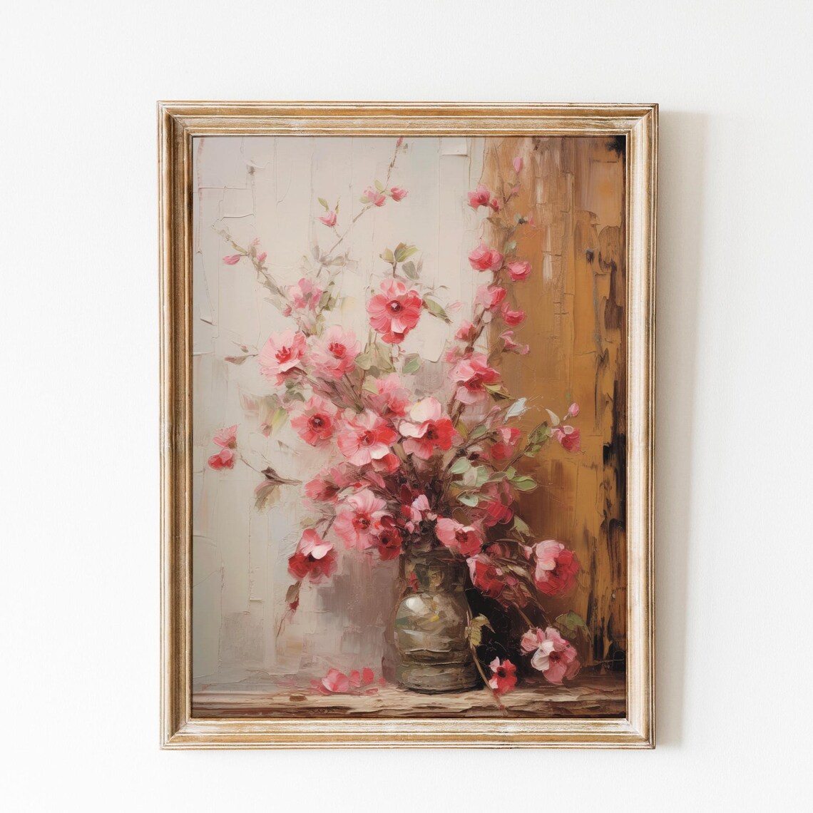 Pink Blossoms In Glass Vase Romantic French Country Floral Poster