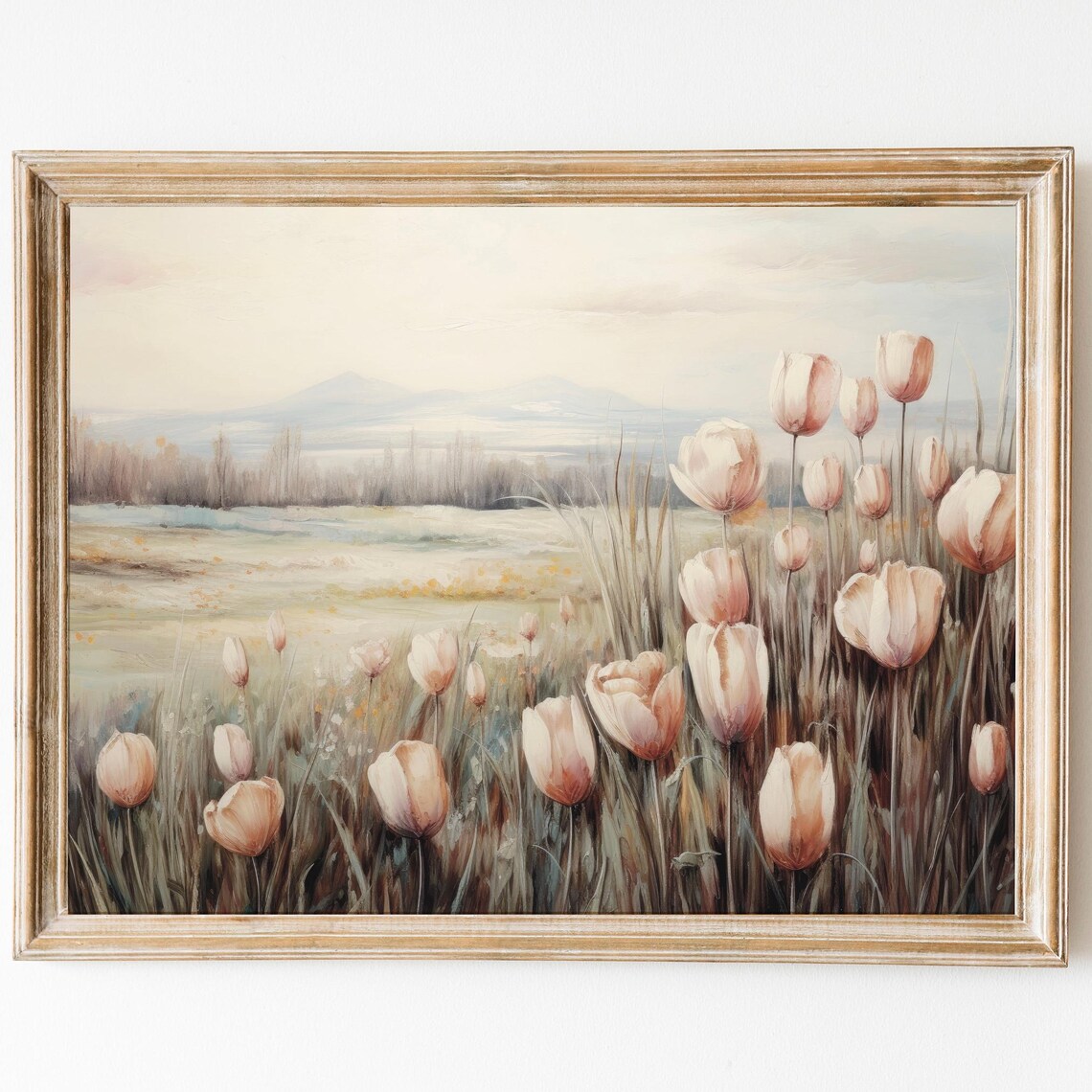 Vintage Tulip Print, Farmhouse Botanical Poster