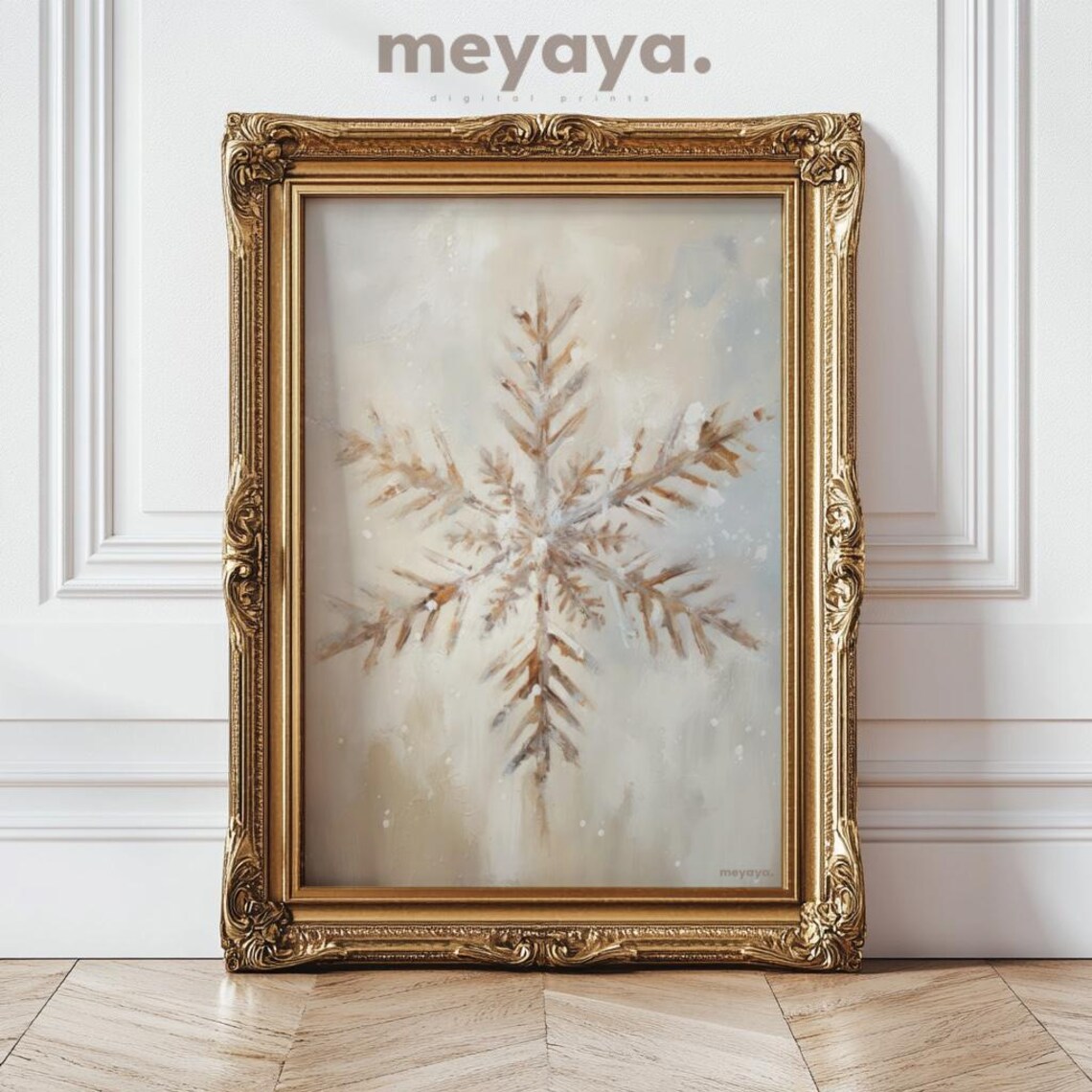 Vintage Snowflake Christmas Art Print, Moody Holiday Decor - Image 5