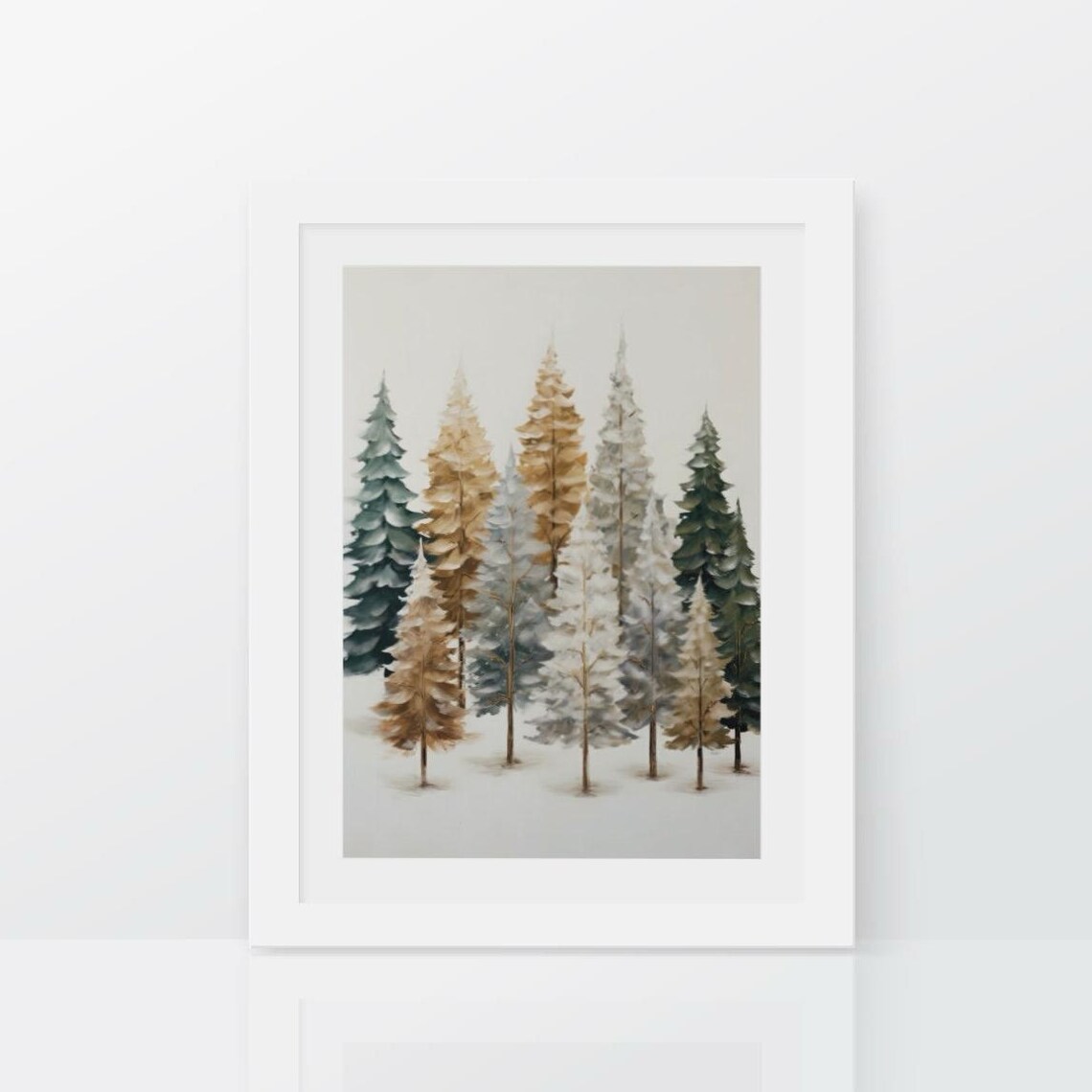 Rustic Winter Tree Art Print, Neutral Christmas Decor - Image 2