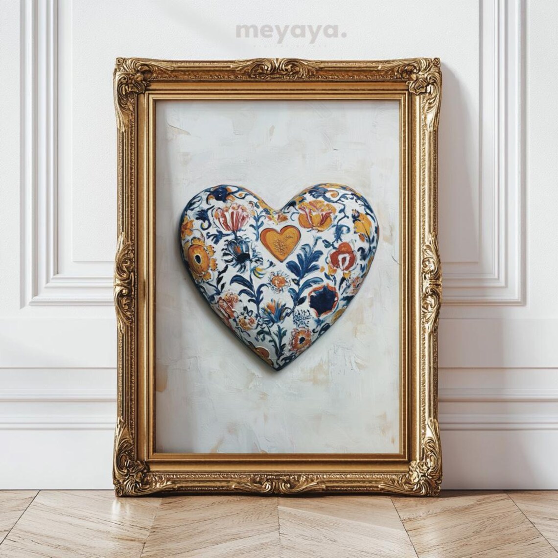 Mexican Floral Pottery Heart Folk Art Vintage Romantic Wall Print - Image 5