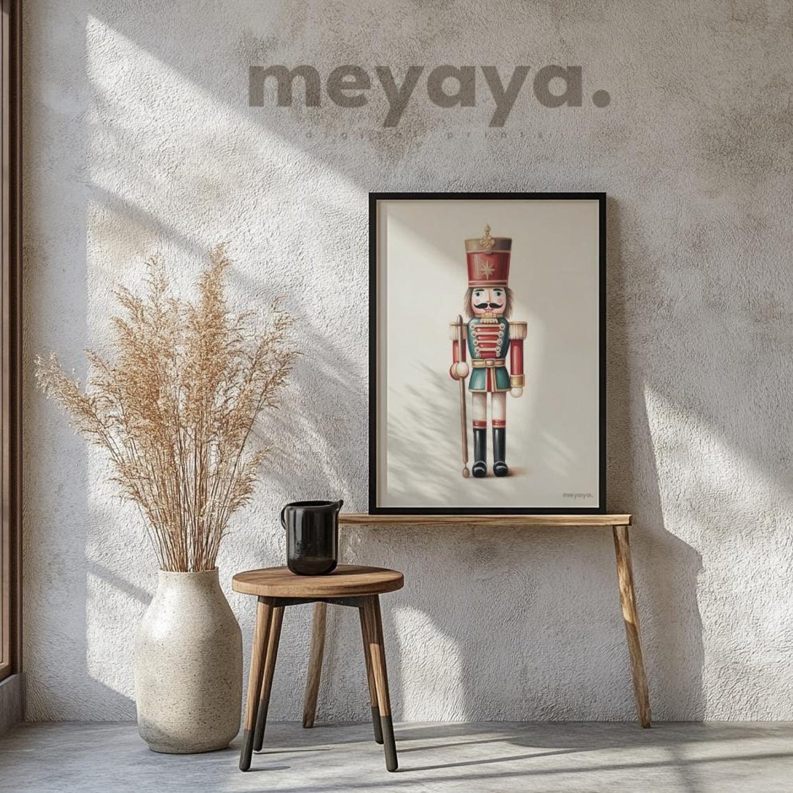 Nutcracker Toy Star Crown Teal Uniform Minimalist Christmas Poster - Image 6