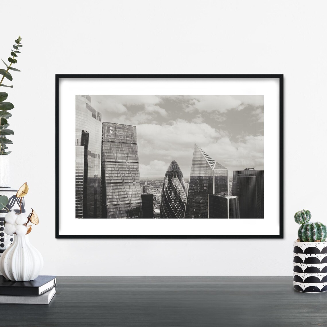 London City Skyscrapers Gherkin Cheesegrater Monochrome Poster