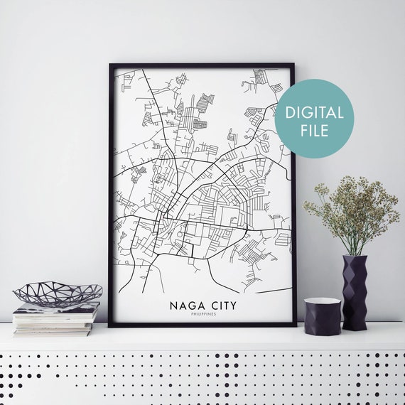 Naga City Philippines Map Art Print, Travel Poster