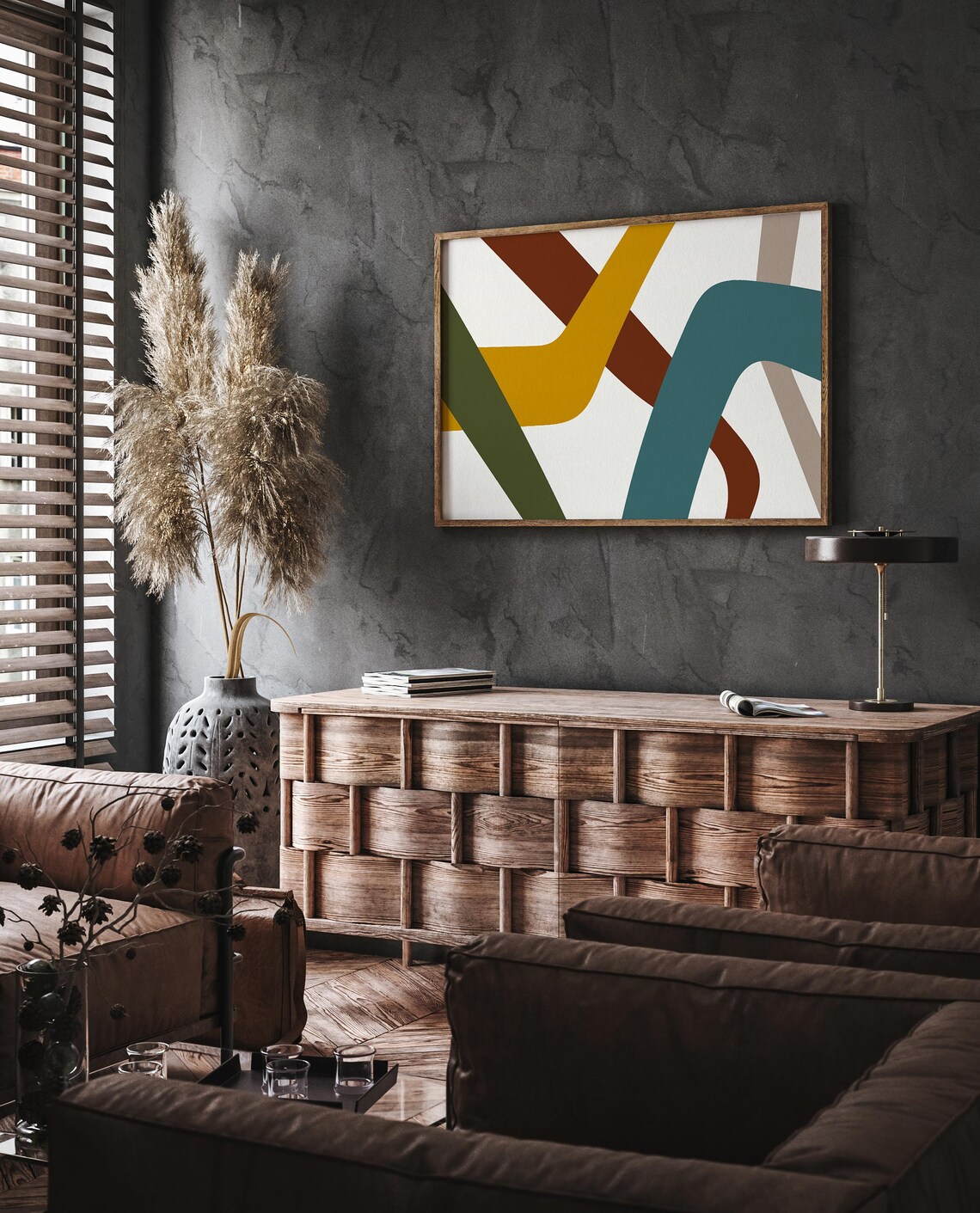 Organic Hues No20 Mid Century Abstract Ribbon Modern Art Poster