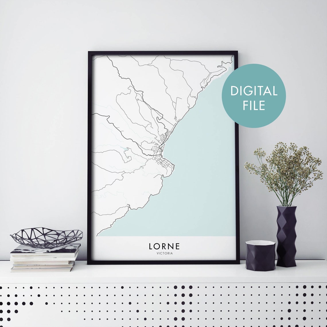 Lorne Victoria Australia Minimal City Map Digital File Poster