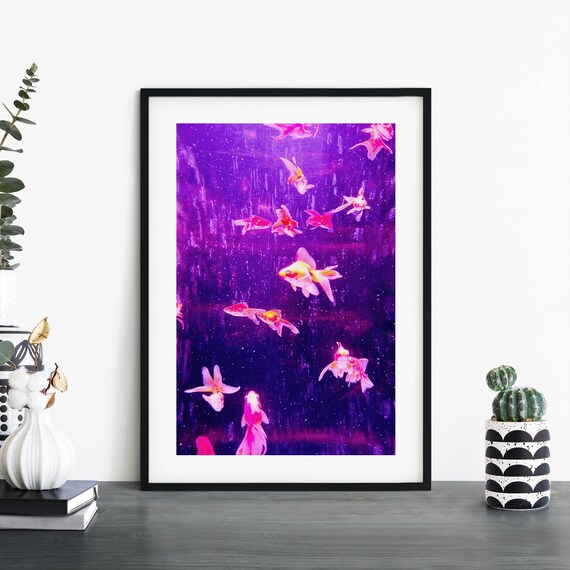 Purple Fish Print Wall Art A4 A3 A2 A1