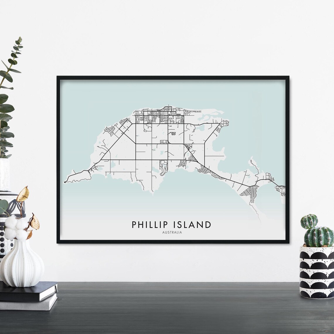 Phillip Island Australia Minimalist Coastal City Street Map Poster
