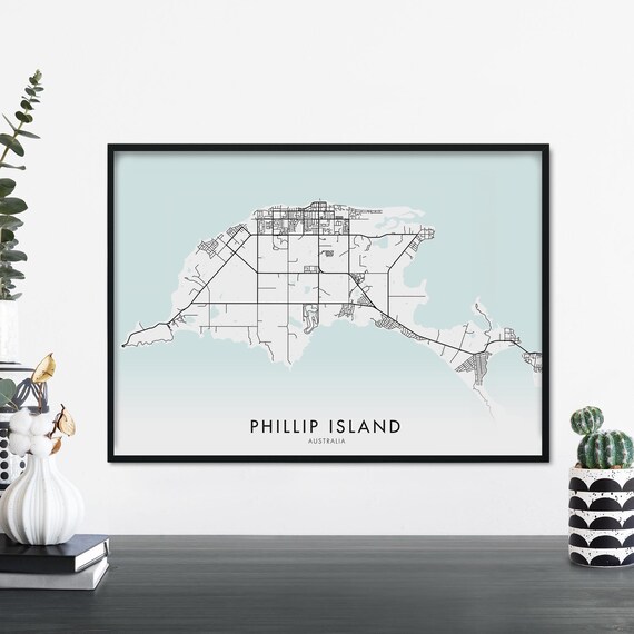 Phillip Island Australia Minimalist Coastal City Street Map Poster