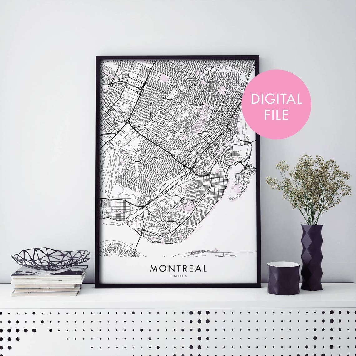 Montreal Canada City Street Map Minimalist Digital Download Poster