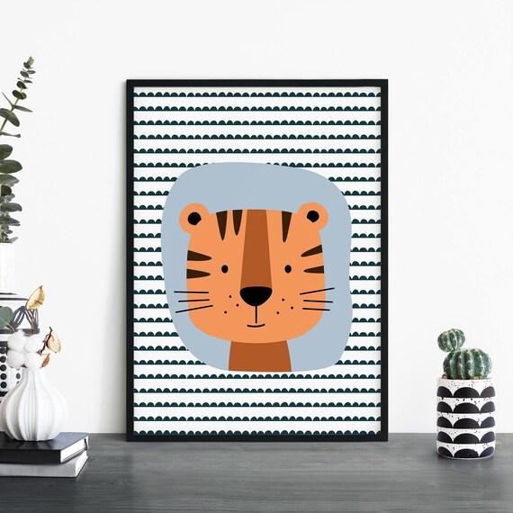 Tiger Poster Print Wall Art Childrens Kids Boys Girls Nursery Bedroom A4 A3 A2 A1