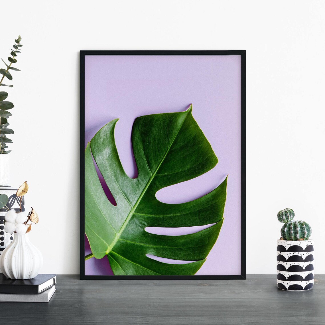 Purple Monstera Leaf Plant Print Wall Art A4 A3 A2 A1