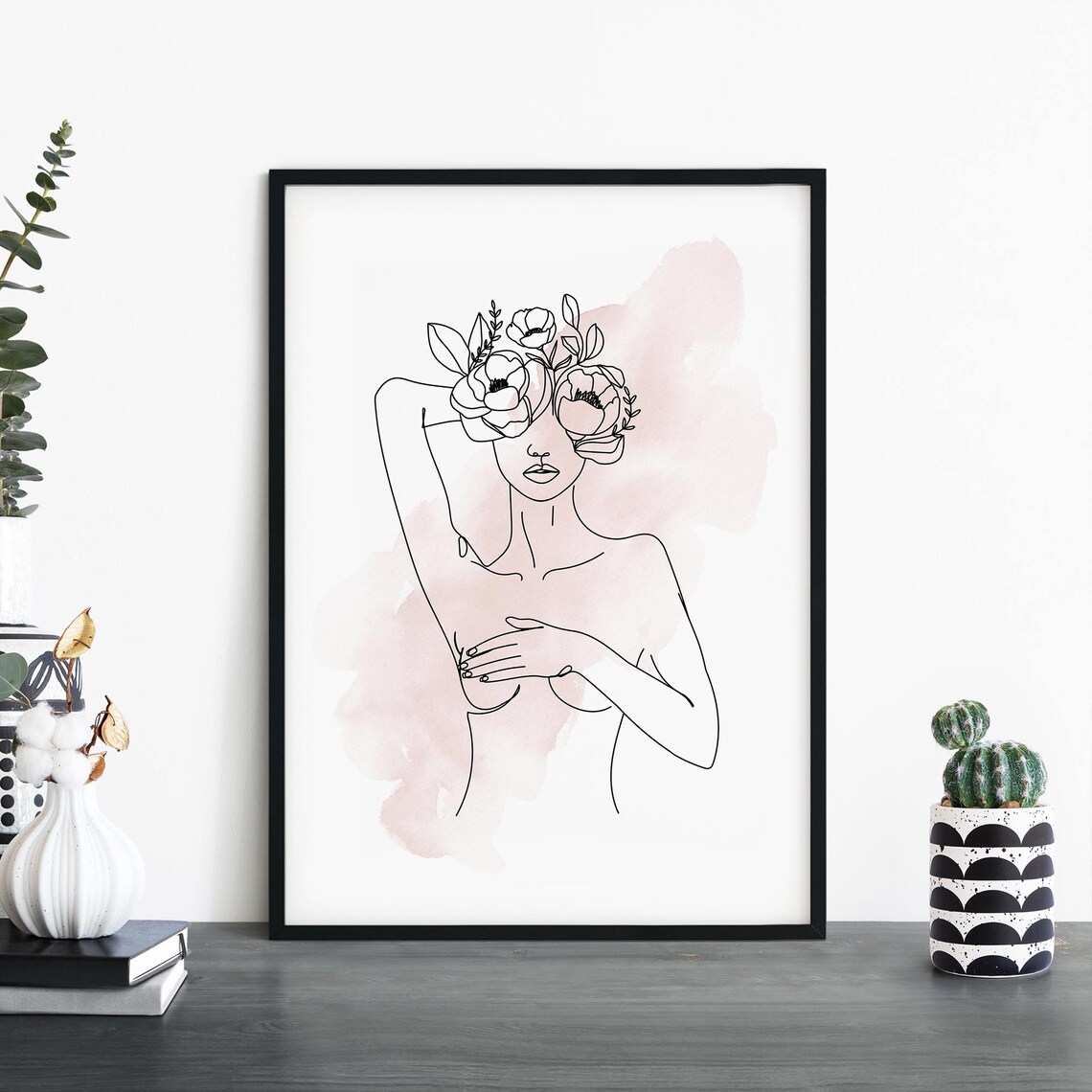 Female Fashion Line Drawing Art Print, Minimalist