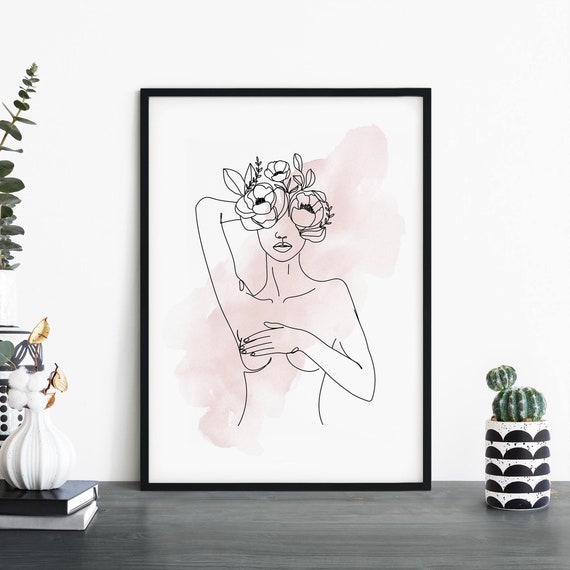 Female Fashion Line Drawing Art Print, Minimalist