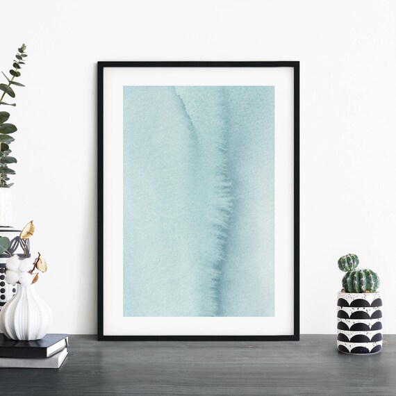 Pale Teal Watercolour Wash Minimalist Abstract Coastal Poster