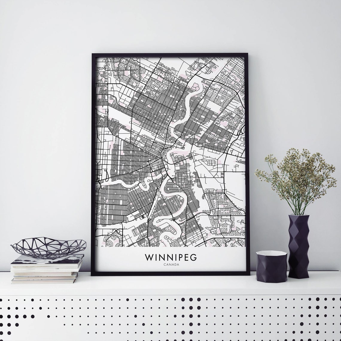 Winnipeg Manitoba Canada City Street Map Minimalist Wall Poster