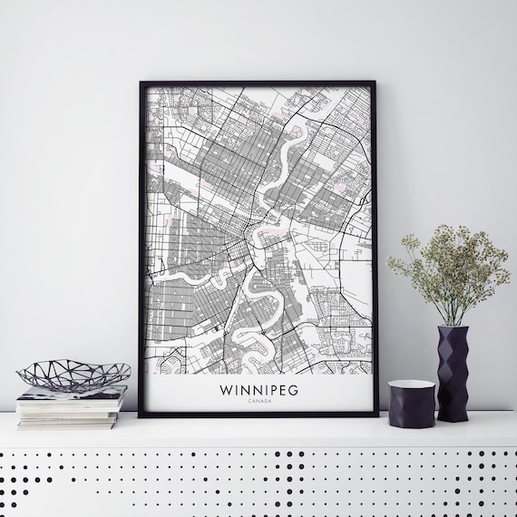 Winnipeg Manitoba Canada City Street Map Minimalist Wall Poster