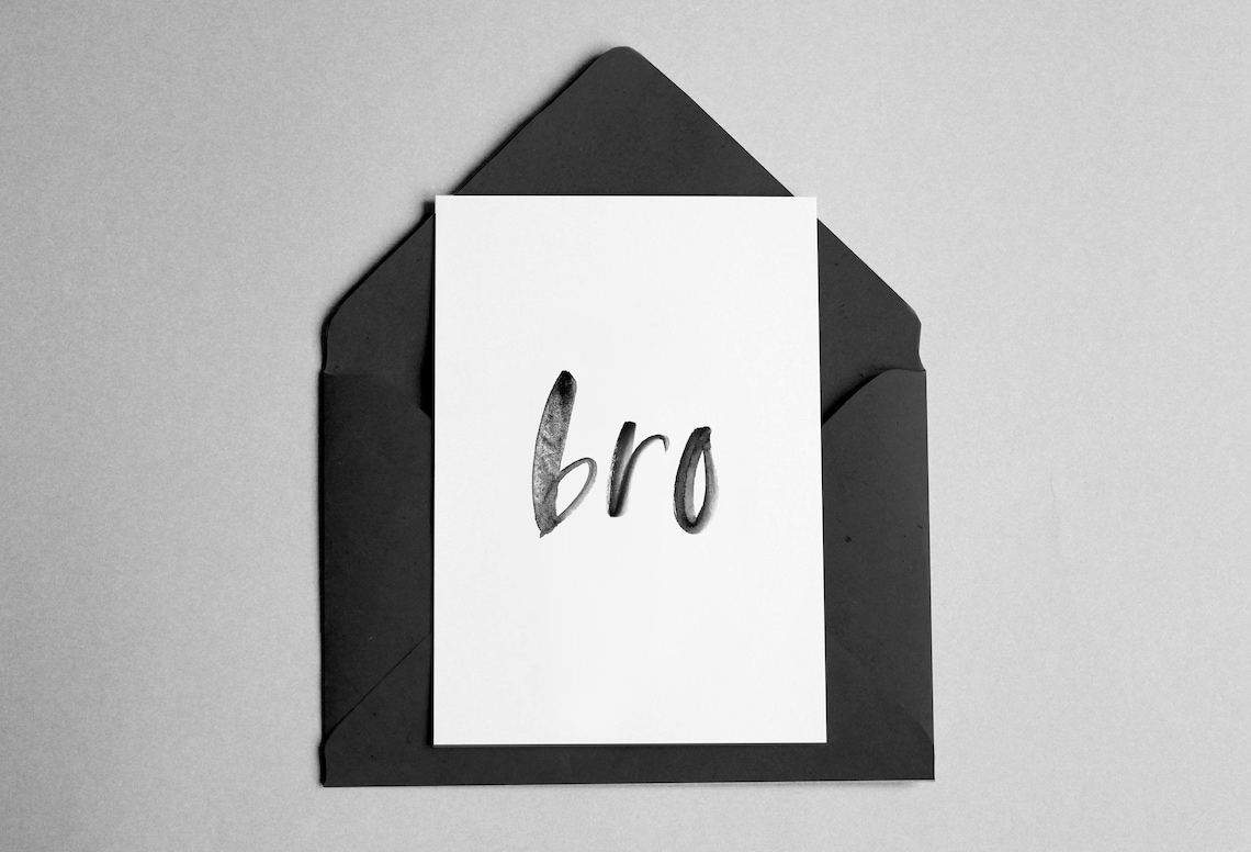 Bro Greeting Card Brother Birthday Minimalist Script Art Print