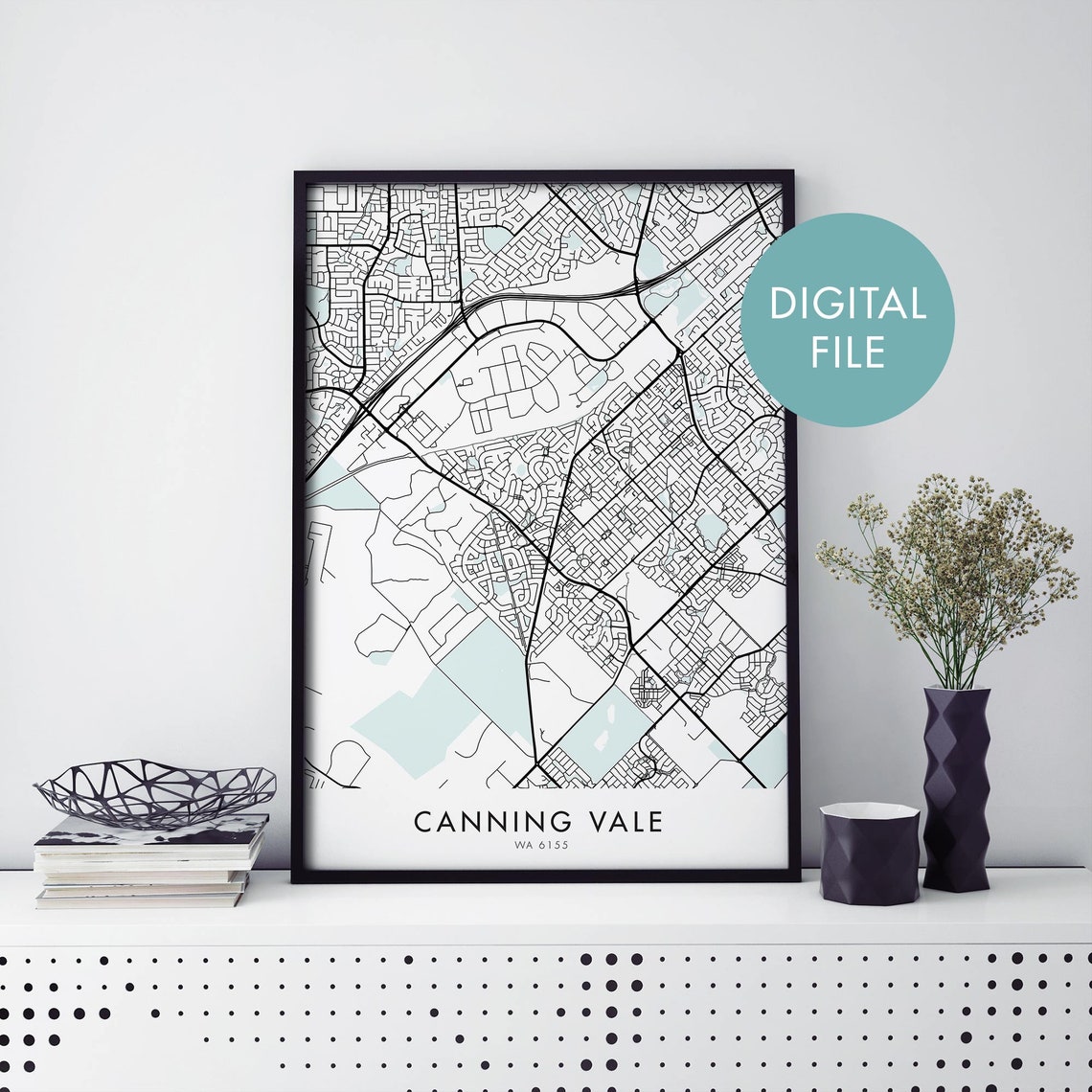 Canning Vale Perth Western Australia Minimalist Map Art Poster