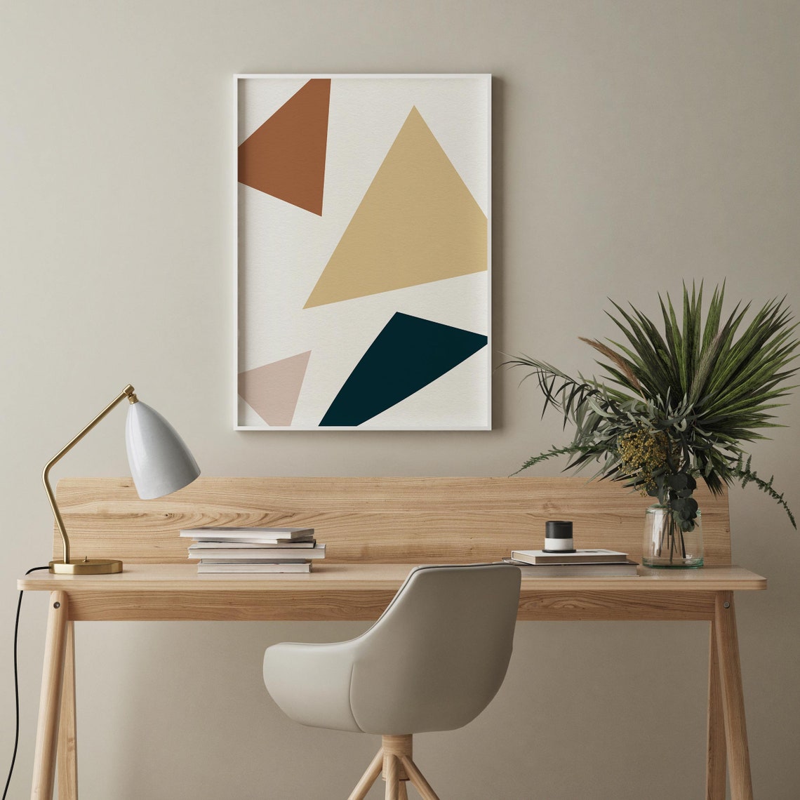 Organic Hues No14 Triangle Shapes Modern Geometric Abstract Art Print