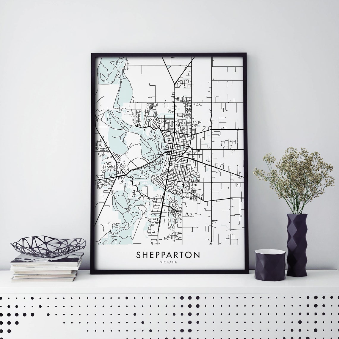 Shepparton Victoria Australia Minimalist City Street Map Poster