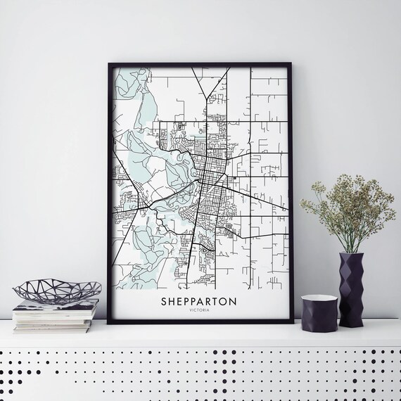 Shepparton Victoria Australia Minimalist City Street Map Poster