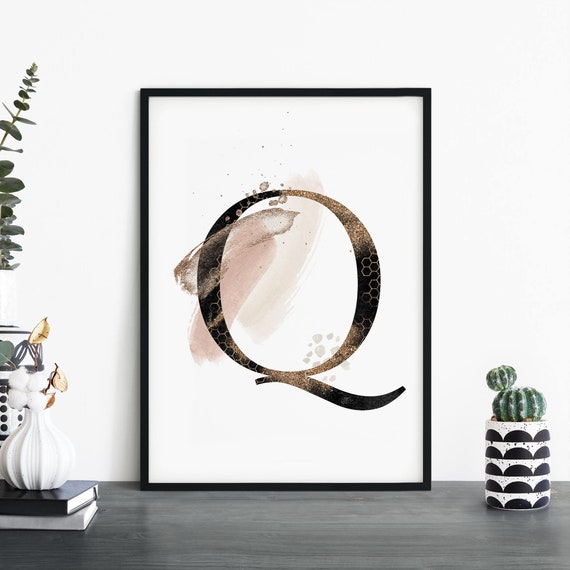 Letter Q Alphabet Abstract Print Wall Art 4x6 5x7 A4 A3 A2 A1